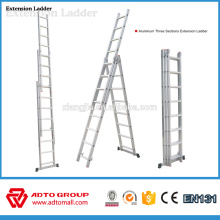 Aluminium 3-section extendable ladder ,EN131 extension ladder, aluminum extension ladder